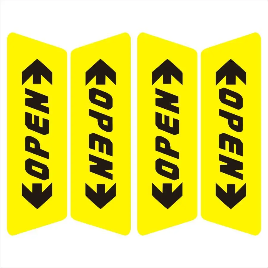 

4 pieces Car safety reflective stickers Door OPEN warning stickers Yellow and red OPEN sticker Car warning signs Car stickers