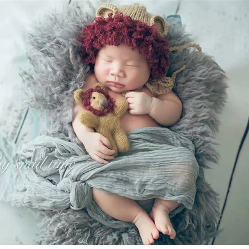 Новорожденный вязаный хлопковый головной убор крючком Детский мягкий капот и набор игрушек новорожденный реквизит для фотосъемки