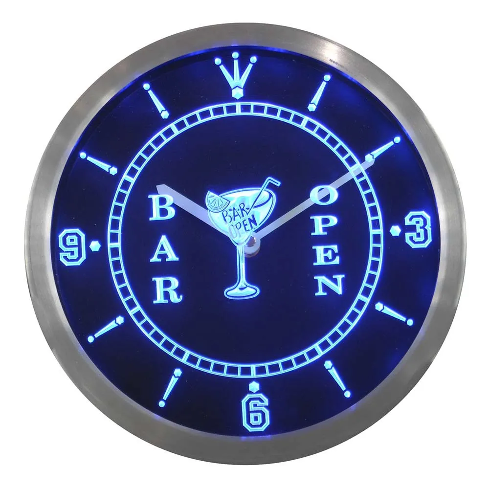 

nc0447 Cocktails Bar Open Beer Wine Neon Light Signs LED Wall Clock