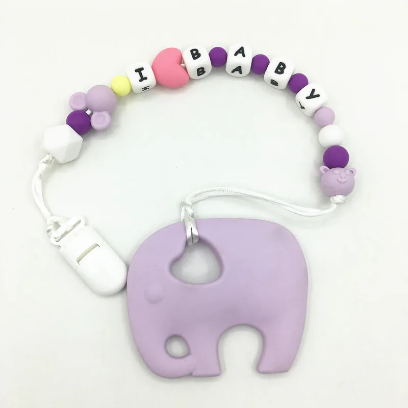 BPA Free Silicone elephant Teething Pacifier Clip Baby Carrier Teething