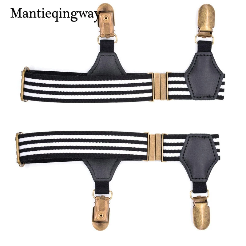 Mantieqingway черный Регулируемый suspensorio Подтяжки для женщин для Для мужчин эластичный носок Подвязки для женщин в полоску сопротивление ремень
