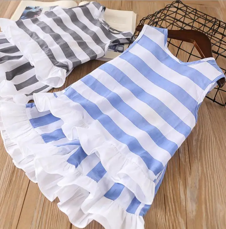 2019 Baby Girls Summer Cotton Striped Vest Sets Ruffles T-shirt+Shorts 5 sets/lot Wholesale Free Shipping | Детская одежда и обувь