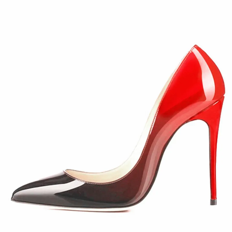 Shoes Woman High Heels Wedding Shoes Black/Red Patent Leather Women ...