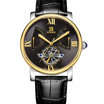 Швейцарские часы мужские роскошные брендовые наручные часы Бингер автоматические самовзводные дайвер водонепроницаемые часы с кожаным ремешком BG-0408-2 - Цвет ремешка: Item 6