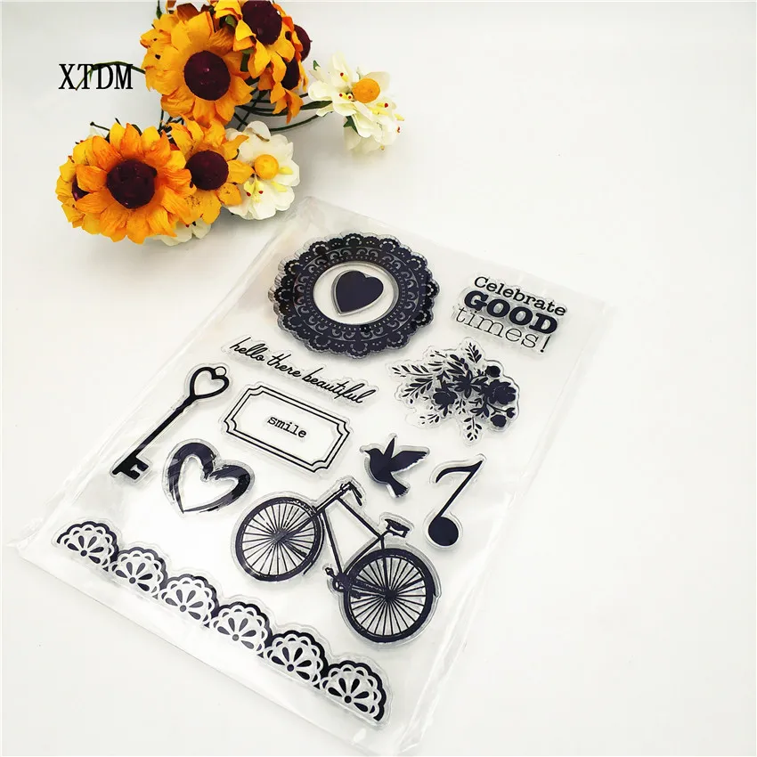 

Hot sale bicycle Transparent Clear Stamps / Silicone Seals Roller Stamp for DIY scrapbooking photo album/Card Making