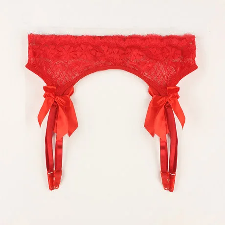 ALICENO сексуальный кружевной пояс-подвязка для чулок 4-корсет на шнуровке бант подвязки W19051404 - Цвет: red