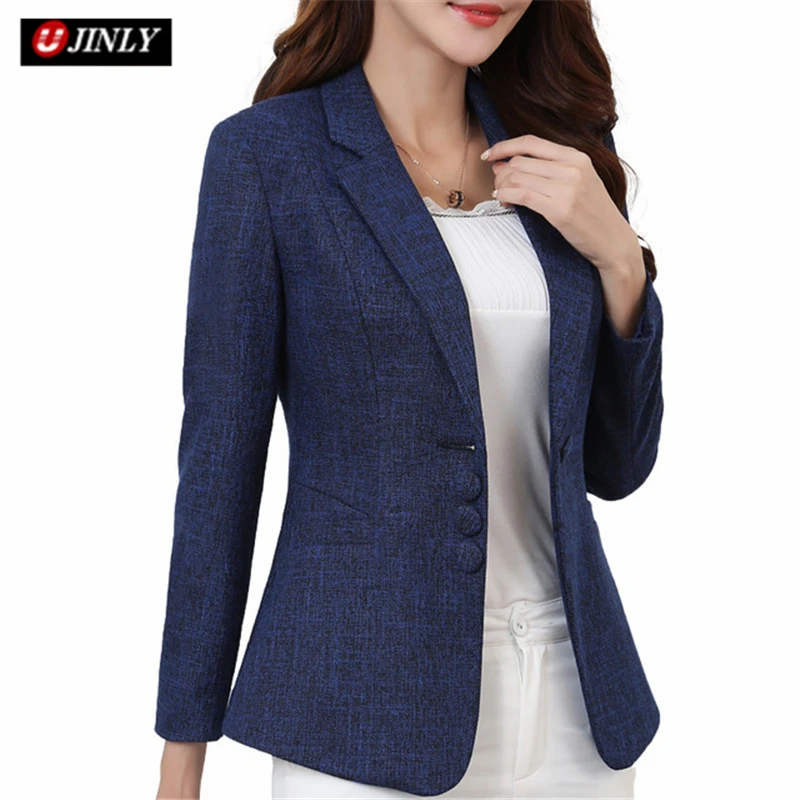 casual long sleeve plus size jacket office ladies work wear coat Naviu