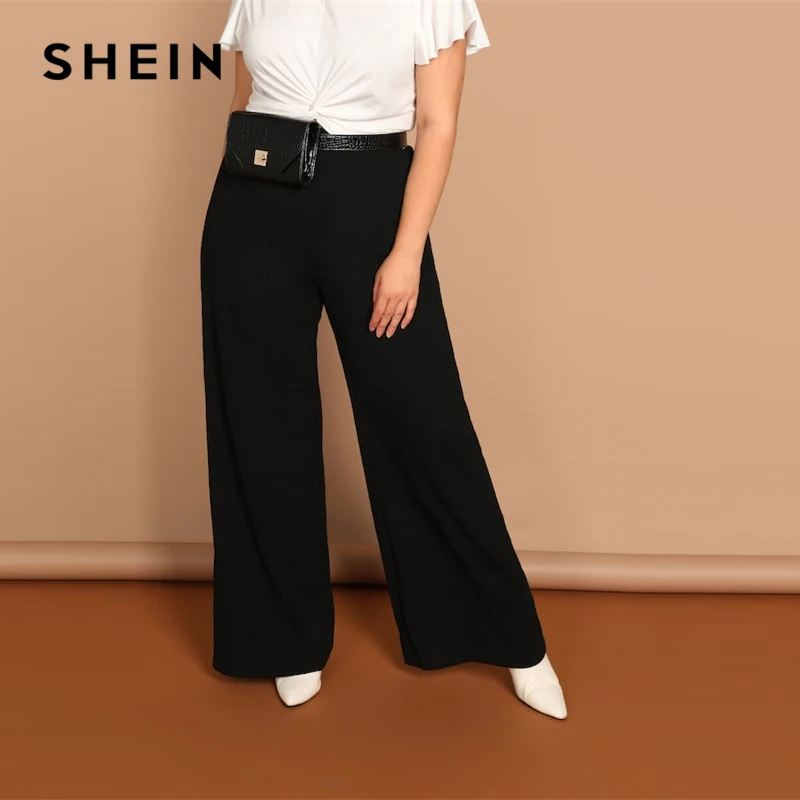 SHEIN Однотонные Широкие Брюки Размера Плюс Женские Весенние Модные Брюки Для Офиса