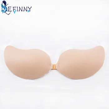 

Newest Invisible Intimates Mango Shape Self Adhesive Push Up Strapless Deep V Stick Bra Sexy Breathable Silicone Lingerie