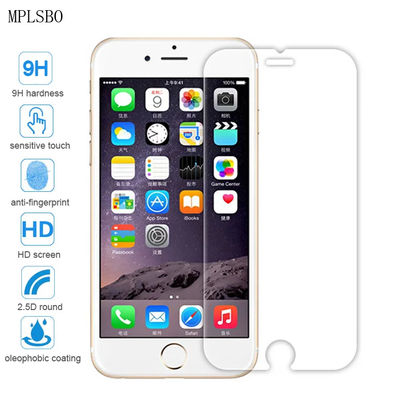 MPLSBO Tempered Glass on the for iPhone 8 7 6S Plus XS Max Screen Protector XR X 6 5 5S 5E 4 4S | Мобильные телефоны и