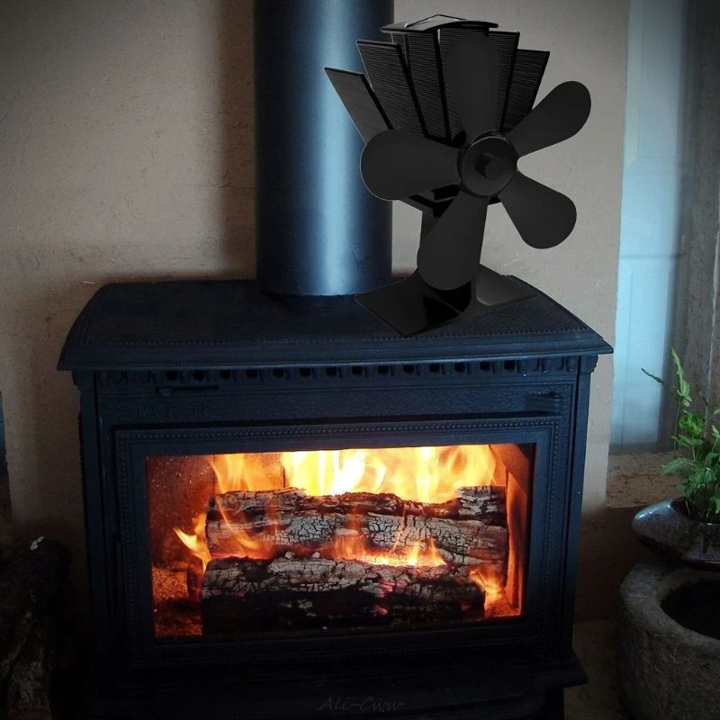 5 Blades Heat Self-Powered Stove Top Fan Aluminium Silent Eco-Friendly Fuel Saving For Wood Log Burner Fireplace Ecofan