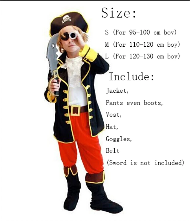 Лидер продаж карнавальный костюм «Пират» и «Капитан Джек» для мальчиков детский костюм на Хеллоуин детский новогодний костюм D-1059