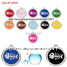 Товары для домашних животных 30*30 мм, случайные цвета, бирки для домашних животных 600 шт./партия, бирки для собак в форме рыбы, ярлыки на заказ, ярлыки в форме кота