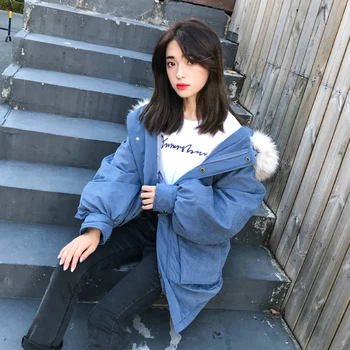 

2020 Winter Cotton Coat Hooded Thick Warm Loose Large Size Casual Women's Cotton Jacket Long Parkas Jacket Female Outwear LQ006