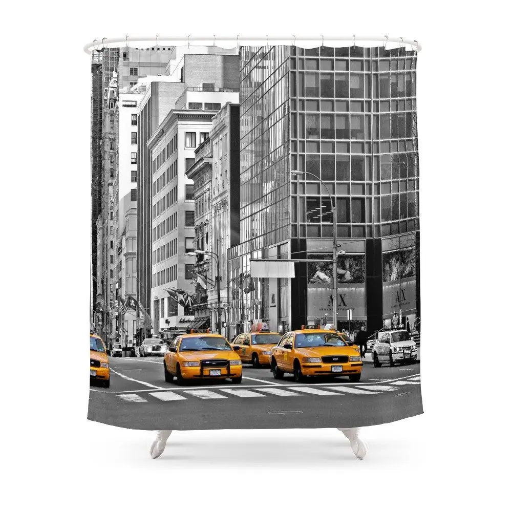 

NYC Yellow Cabs NYPD - USA Shower Curtain Waterproof Polyester Fabric Bathroom Decor Multi-Size Printed Shower Curtain