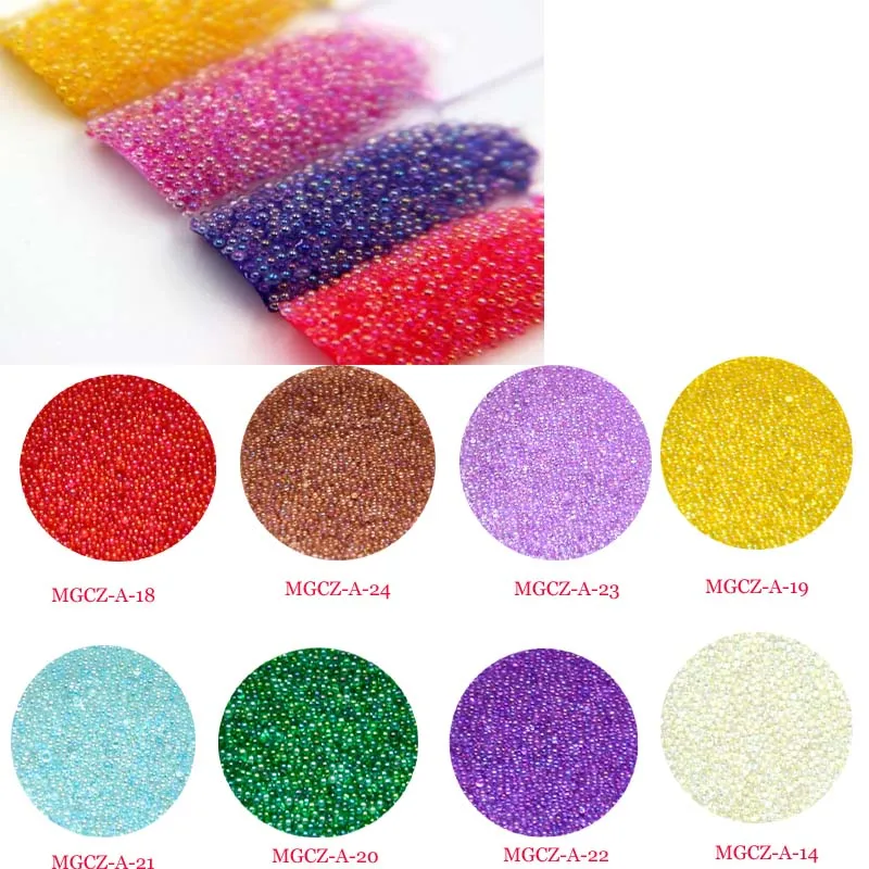 

New Arrivals 0.6-0.8mm 0.8-1mm 10gr Caviar Beads Crystal AB Pixie Glass Rhinestone for 3D Nail art Rhinstone- 2017 Nail Trend