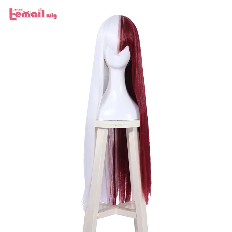 L-email wig MHA Shouto Todoroki Cosplay Wigs BNHA Cosplay 80cm Long Straight Red White Women Halloween Synthetic Hair l email wig synthetic hair yoisaki kanade cosplay wig game project sekai colorful stage long light blue wig heat resistant wigs