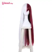 L-email wig My Hero Academia Cosplay Wigs Shouto Todoroki 80cm Long Women Halloween Synthetic Hair Perucas Cosplay Wig