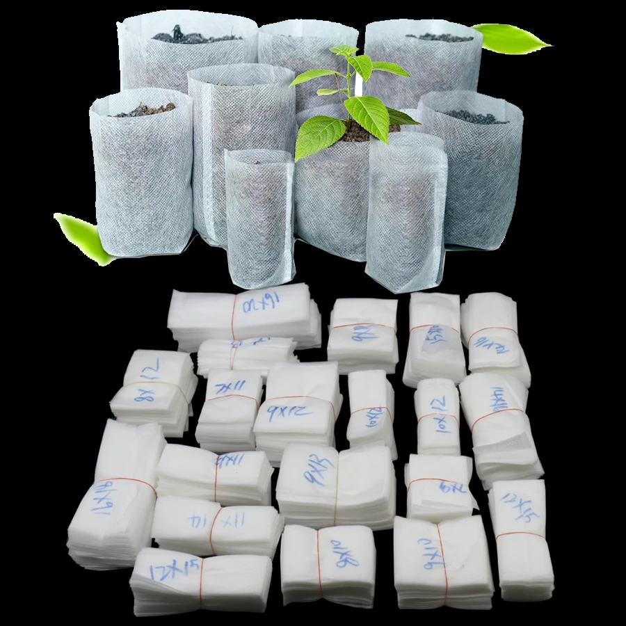 200PCS Biodegradable Non-woven Nursery Bags Plant Grow Planting Seedling Pots 