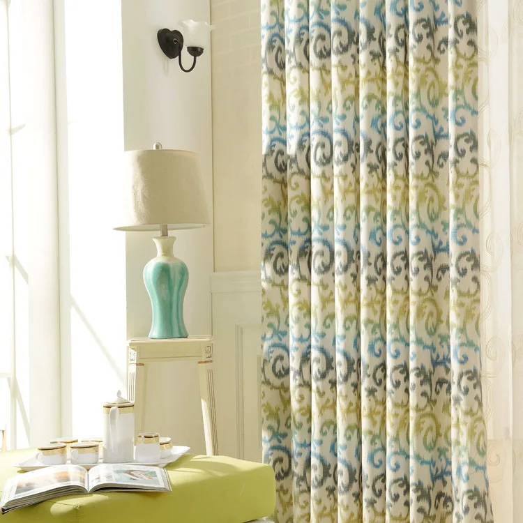 

Modern Simple European Style Curtains Polyester Cotton Printing Shade Curtains for Living Room and Bedrooms