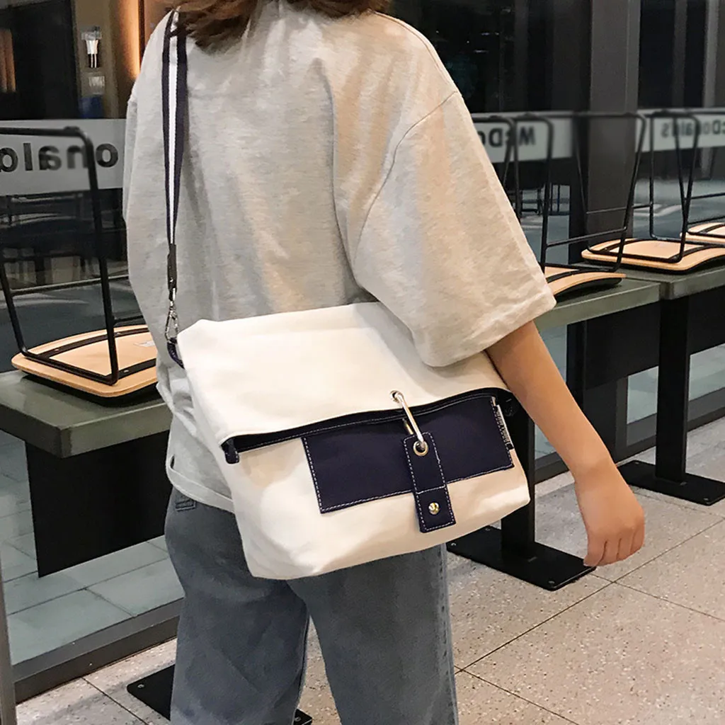 

OCARDIAN Handbag Fashion Women Canvas Color Matching Large-Capacity Shoulder Luxury Female Designer Messenger Bag Dropship a27