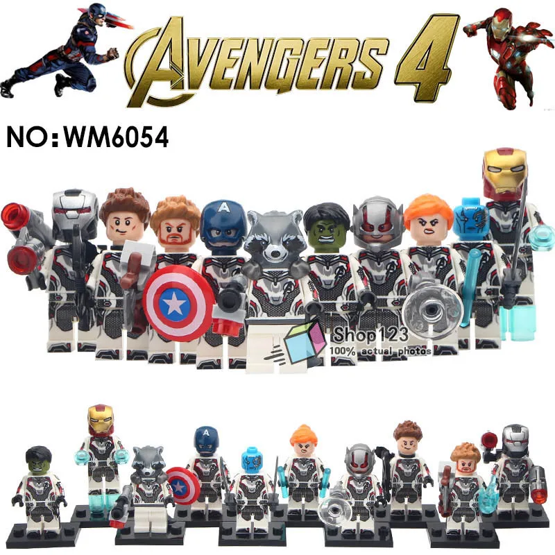 

1 Set Of Marvel Endgame Avengers 4 Minifigs Thor Iron Man War Machine Hulk Ant Man Legoing Super Heroes Building Blocks Kids Toy