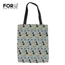 FORUDESIGNS/парусиновые сумки на плечо с принтом французского бульдога, Эко сумка для покупок, сумка-тоут, кошелек, Повседневная сумка для женщин, большая сумка на плечо