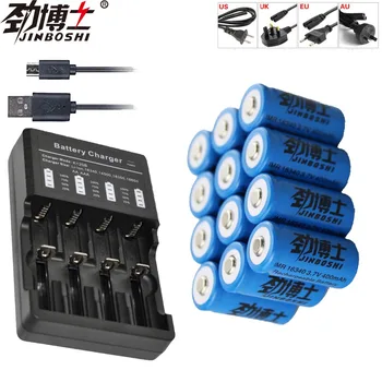 

12PCS 3.7V 16340 Batteries Rechargeable Li-ion 16340 Battery + 18650 16340 Charger For Laser Pen LED Flashlight 16340 Battery
