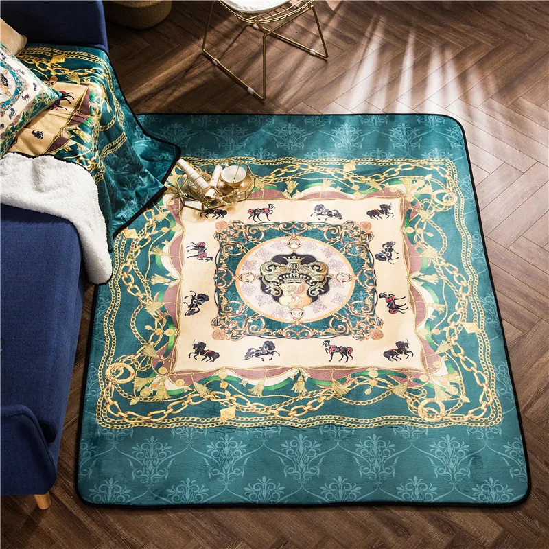 European palace style Rugs digital Print crystal cashmere Non slip mat