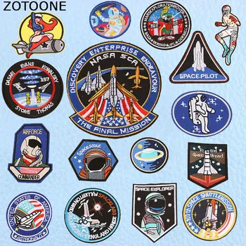 

ZOTOONE UFO Astronaut Planet Space Parches Embroidered Iron on Patches for Clothing Patches DIY Stripes Alien Badges Appliques E