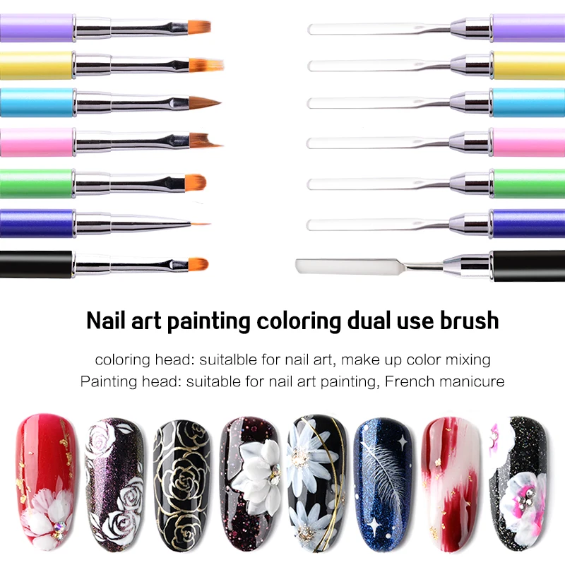 Новинка для ногтей с двумя головками Краски ing ручка кисточки для поли гель для ногтей Краски ручка для рисования цветов Кисть-инструмент для маникюра для дизайна ногтей