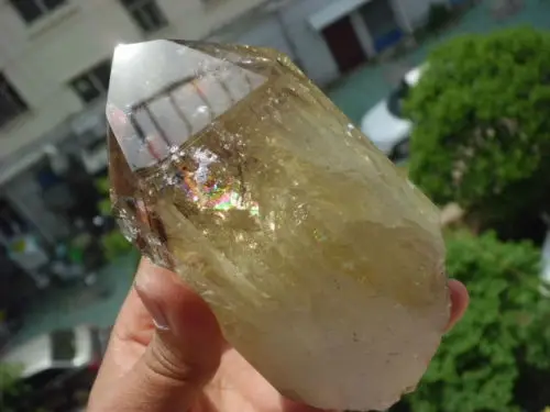 

huij 00603 NATURAL CITRINE QUARTZ CRYSTAL POINT HEALING Bronze Statue