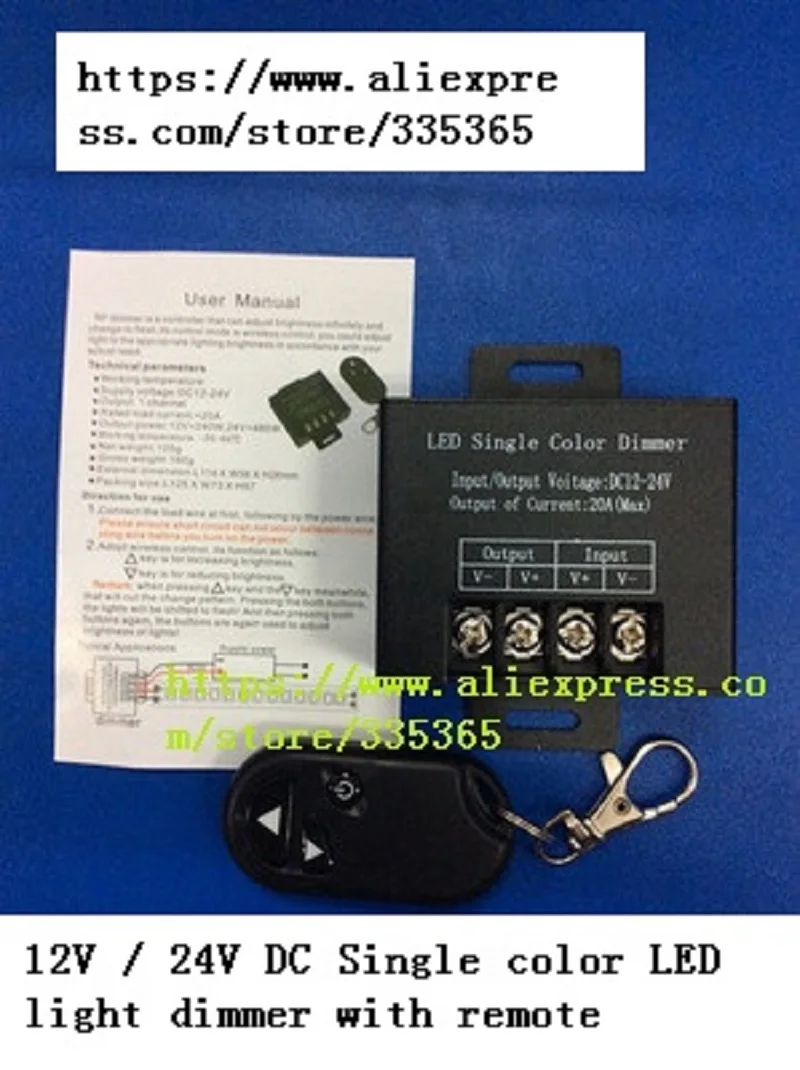 

36A switch remote dimmer for single color led lights / 12v 24v dc led lamp remote with dimmer for white color led lights