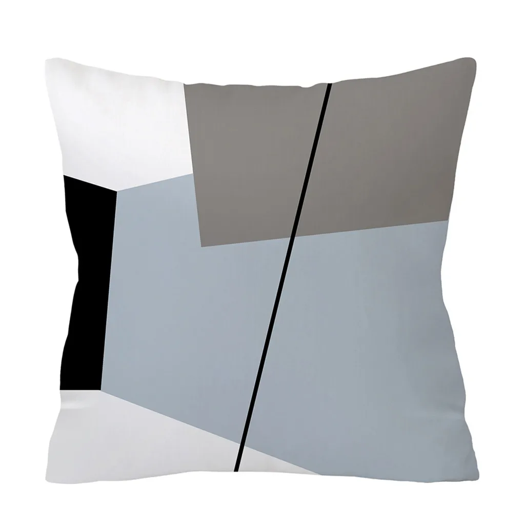 

Fashion Gray Geometric Pillow Case Sofa Seat Car Waist Throw Cushion Cover Home Decor Bed Decorative Soft Pillowcase