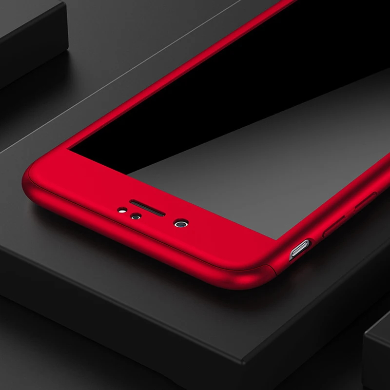 360 Case Full Body Coverage Phone Cases for iPhone 7 6 6s Plus Fundas Fashion Matte Hard PC Cover Free Glass Screen Film 360 Case Full Body Coverage Phone Cases for iPhone 7 6 6s Plus Fundas Fashion Matte Hard PC Cover Free Glass Screen Film