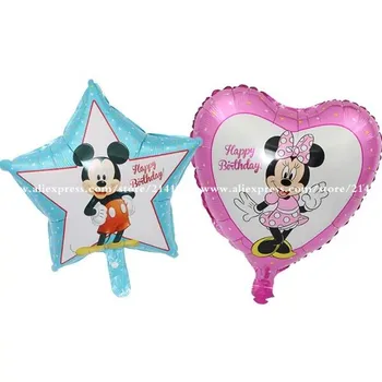 

30pcs The new 18-inch cartoon Mickey Minnie aluminum foil balloon five-pointed star Mickey Heart-shaped Minnie aluminum balloons