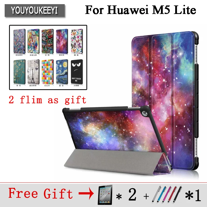 

Painted Case For MediaPad M5 lite 10 Tablet Protective Stand cover for huawei BAH2-W19 BAH2-L09 BAH2-W09+ 2 screen flim