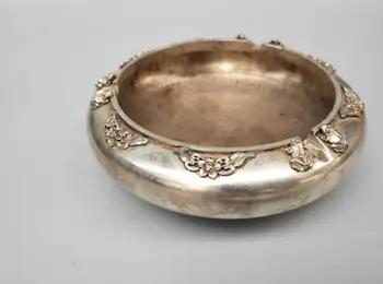 

Chinese archaize white copper frog ashtray statue