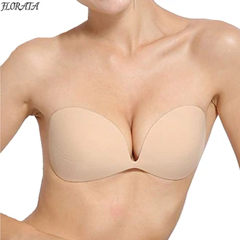 

Ladies Sexy Women Magic Push Up Bra Strapless Bras Back Band Bra Plus Size Nipple cover bra inserts