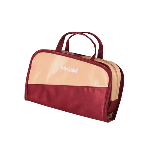 Складной органайзер для макияжа, Женский дорожный косметический набор, прозрачная сумка для хранения, Туалетные Ершики, гаджет, сумка, чемодан, аксессуары - Цвет: Wine Red Bag