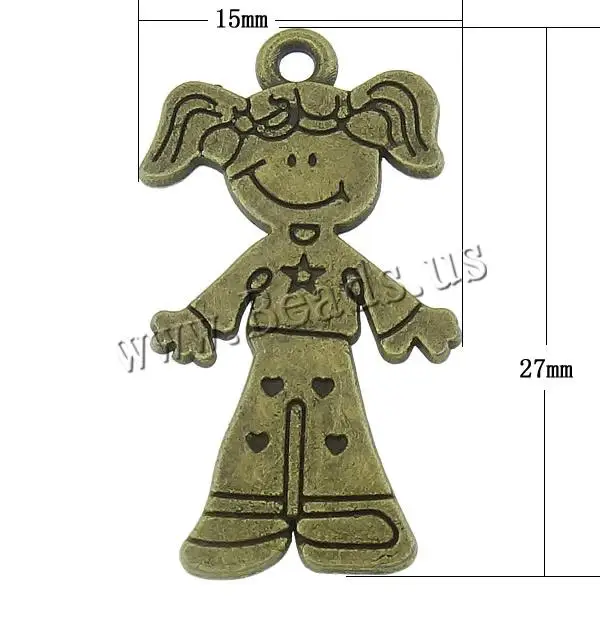 Free shipping!!!Character Shaped Zinc Alloy Pendants Western Jewelry Girl antique bronze color plated nickel | Украшения и