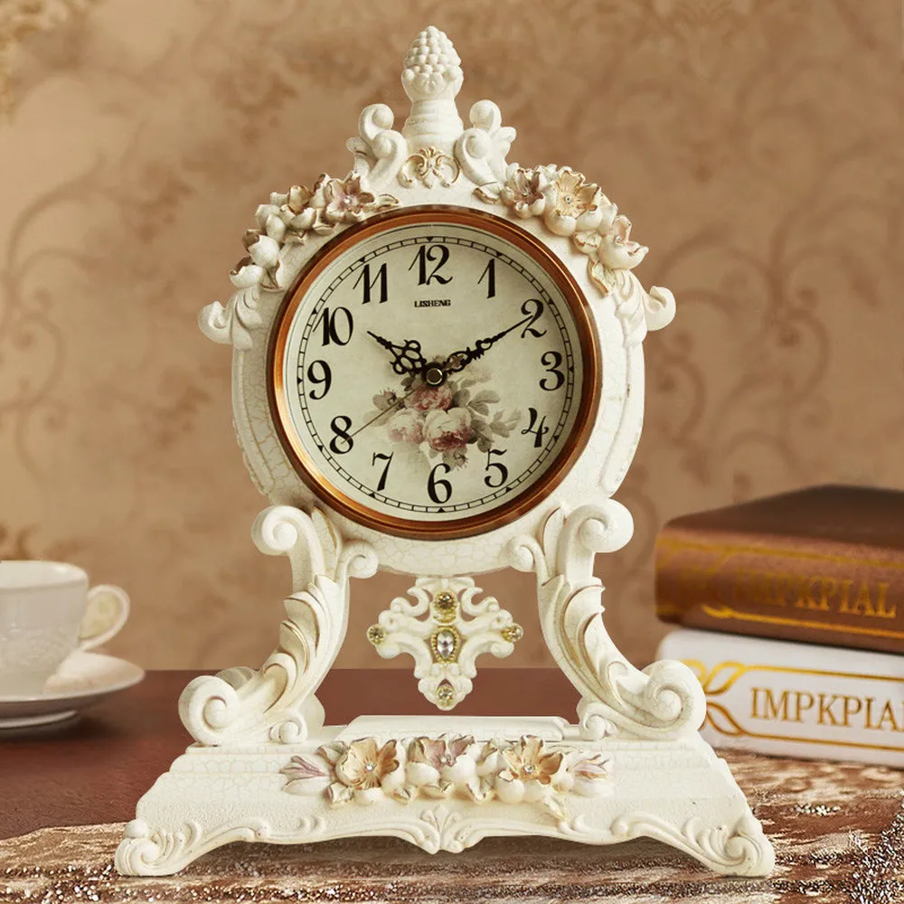 1PCS Antique continental clock mute living room table clock bedside clock decorative creative swing antique clock LU614207 1PCS Antique continental clock mute living room table clock bedside clock decorative creative swing antique clock LU614207