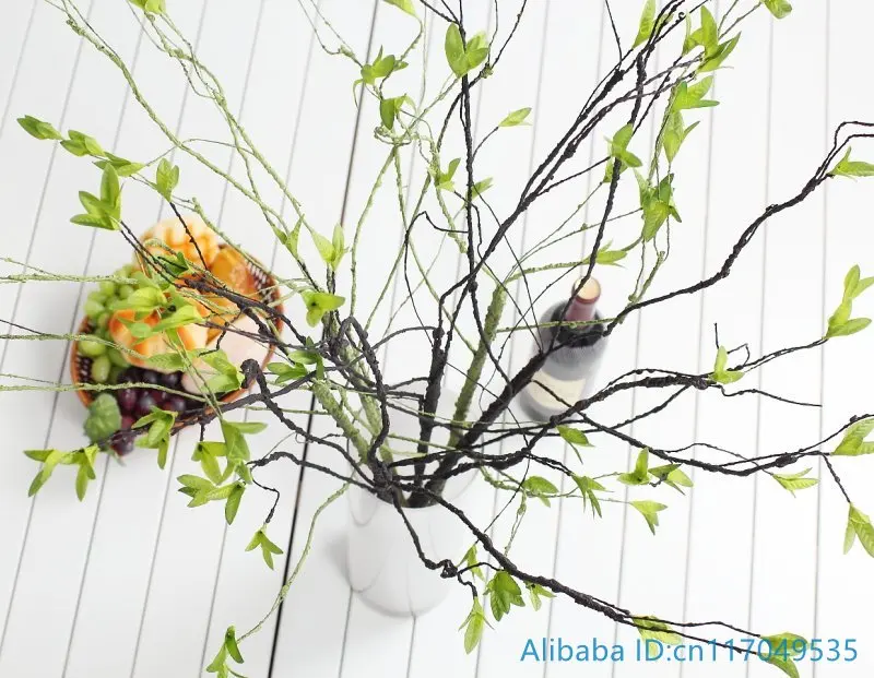 

1 PCS Artificial 96 CM (38 inch) Long Green Leaves Soft Plastic Dried Tree Branch Plant Wedding Home House Decoration F384