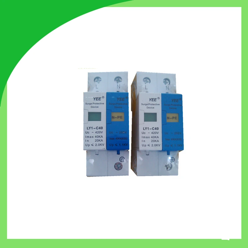 

40KA 420v 2 pole 1P+N-PE 40A Din Rail Surge Protection Lightning Arrester
