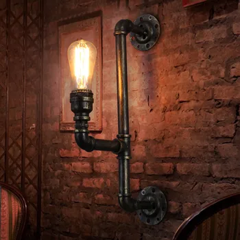 

Metal Wall Sconce Retro Water Pipe E26/E27 Bulb Base Industrial Bar Coffer Shop Home Indoor Vintage Deco Antique Lamp Luminaria