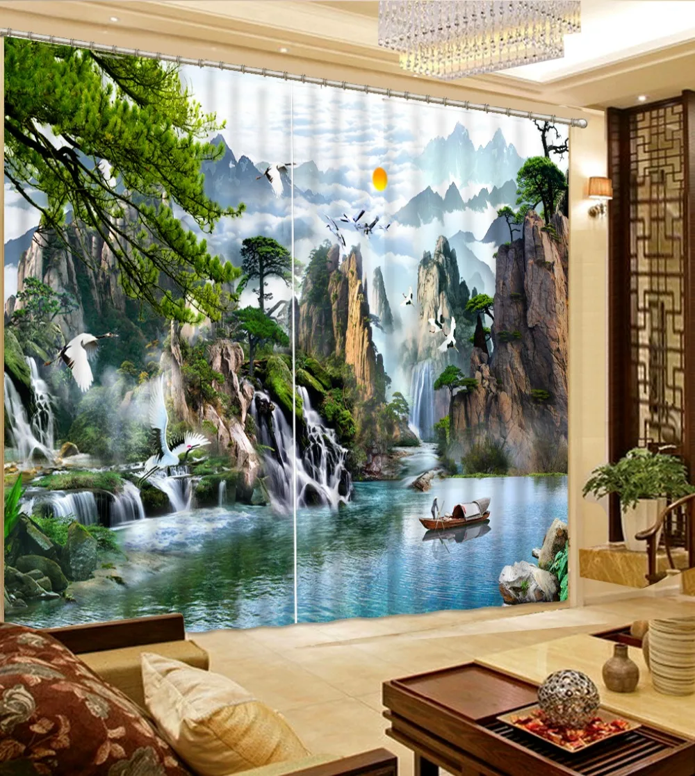 Classic Home Decor Luxury European Modern nature scenery 3d curtain