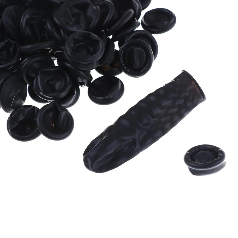 100pcs durable BLACK latex finger cots antislip for chalk Electronicfingercot 0c
