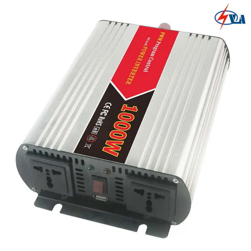 

W1000 12V 24V ac 110V 220V PWM control inverter 1000W with 2 AC power output socket