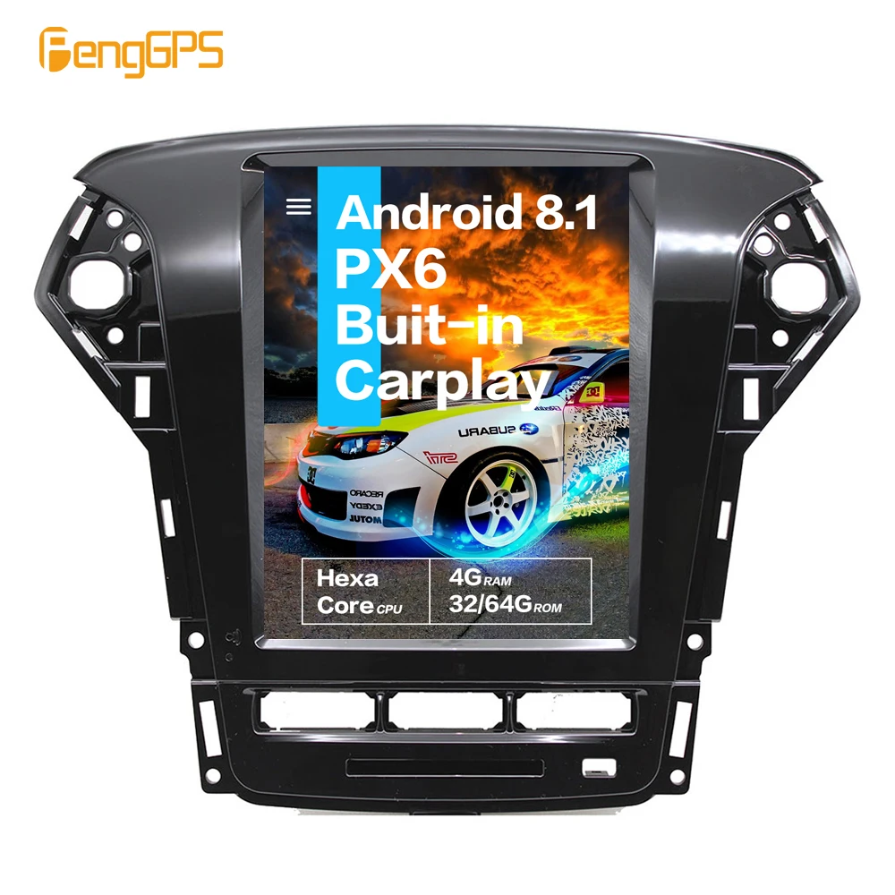 10,4 ''вертикальный автомобильный сенсорный экран в стиле Tesla Android 8,1 4 Гб ram Голосовое управление встроенный CARPLAY автомобильный радиоприемник для Ford Mondeo MK4 2011-2013 gps Nav