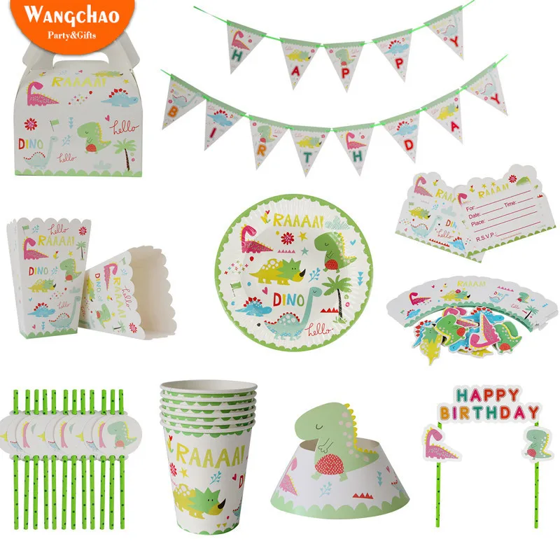 

1 Set Dinosaurs Party Birthday Disposable Tableware Sets Dinosaur Party Supplies Birthday Party Decorations Kids Free Shipping